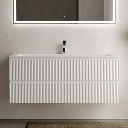 Тумба подвесная SANCOS Snob R 1195х445х500, c двумя ящиками оснащенными доводчиками, Bianco, арт.SNR120W Тумба подвесная SANCOS Snob R 1195х445х500, c двумя ящиками оснащенными доводчиками, Bianco, арт.SNR120W