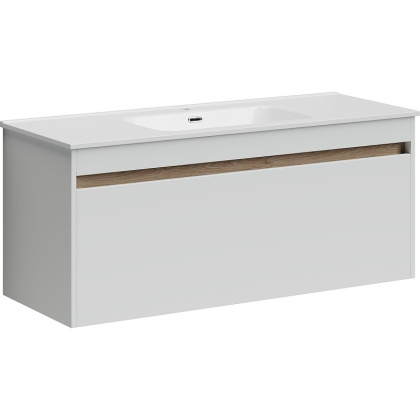 Тумба подвесная SANCOS Smart 1190х450х500, c двумя ящиками оснащенными доводчиками, белый глянец , арт. SM120-1W