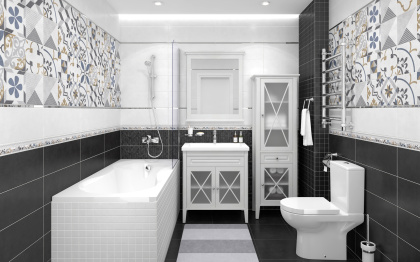 Alabama Плитка настенная чёрный мозаика 60021 20х60