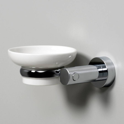 Мыльница, 12х5х10 см, хром и белый, K-24229