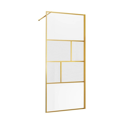 Душевая перегородка Walk-In VSW-1HC100CFBG, 1000*2000, браш. золото, стекло прозрачное/рифленое