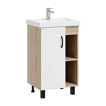 Тумба Onika Тимбер 50 напольная, белая мат./дуб сонома (ум. Фостер 50) Тумба Onika Тимбер 50 напольная, белая мат./дуб сонома (ум. Фостер 50)