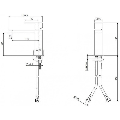 Смеситель для раковины однорычажный Cezares UNIKA-LSM1-03/24-W0