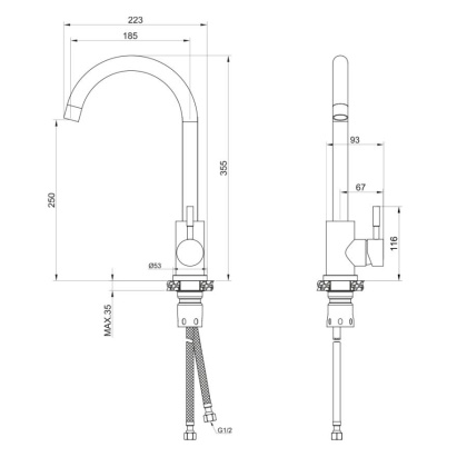 Смеситель для кухни нержавеющая сталь BALEAR, арт.13435-1BL Смеситель для кухни нержавеющая сталь BALEAR, арт.13435-1BL