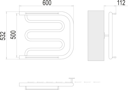 Полотенцесушитель Terminus Фокстрот (1")500х600