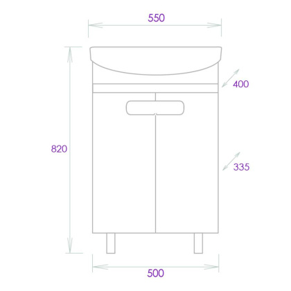 Тумба Onika Харпер 55 напольная, белая глянцевая (ум. Carina 55)