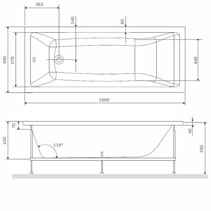 W93A-160-070W-R Gem  каркас для ванны 160х70 см W93A-160-070W-R Gem  каркас для ванны 160х70 см