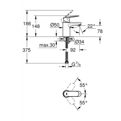 Смеситель для раковины Grohe Eurosmart Cosmopolitan 32824000 хром Смеситель для раковины Grohe Eurosmart Cosmopolitan 32824000 хром