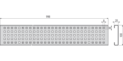 Решетка для дренажного желоба 100 мм, оцинкованная сталь