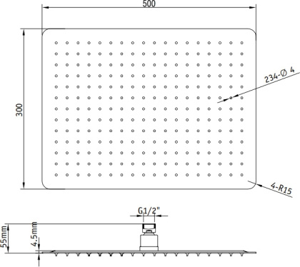 Верхний душ прямоугольный RGW SP-84 21148450-01 Верхний душ прямоугольный RGW SP-84 21148450-01