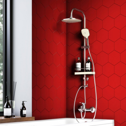 D0740000 Prime душевая система с тропическим душем, ручной душ 5 функций,  шланг 175 мм D0740000 Prime душевая система с тропическим душем, ручной душ 5 функций,  шланг 175 мм