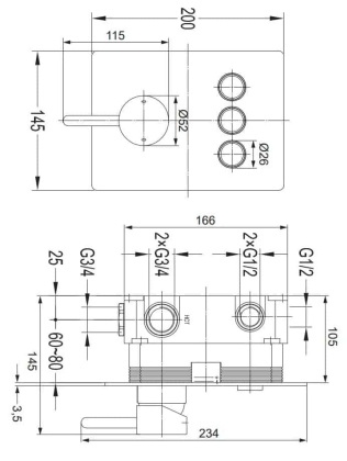 Смеситель для душа скрытого монтажа OMNIRES YGoClick Y1237GCCR (хром)
