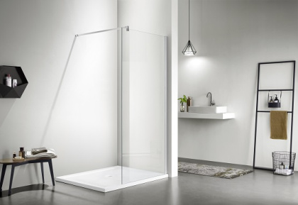 AQ WIW 12020CH Душевая перегородка Walk in с держателем 1200x2000 профиль хром, стекло прозрачное (старый артикул AQNAR6310-120)