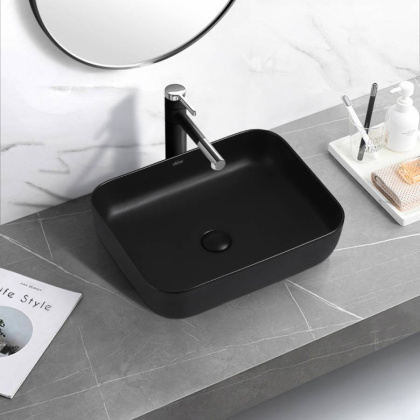 Раковина накладная ABBER Rechteck AC2202MB черная матовая Раковина накладная ABBER Rechteck AC2202MB черная матовая