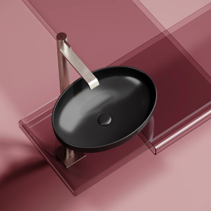 Умывальник чаша накладная овальная (цвет Черный Матовый) Element 502*363*145мм