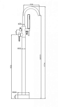 NOVA Напольный смеситель для ванны, нержавеющая сталь, исполнение сатин NOV-FMT-IN NOVA Напольный смеситель для ванны, нержавеющая сталь, исполнение сатин NOV-FMT-IN