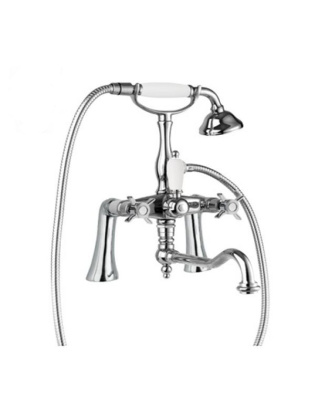 LORD-PBV2-01-Bi Смеситель на борт ванны с поворотным изливом и ручным душем Исполнение: Хром, Ручки: Белый  LORD-PBV2-01-Bi Смеситель на борт ванны с поворотным изливом и ручным душем Исполнение: Хром, Ручки: Белый
