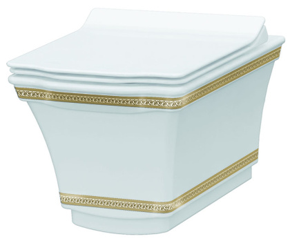 Подвесной Унитаз с узором Hermitage GOLD