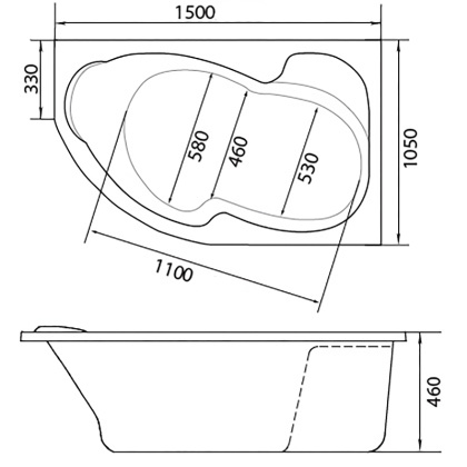 Акриловая ванна 1Marka Aura 150х105 L 01ау1510л