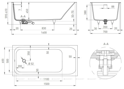 Ванна из искусственного камня ORLANDO_KIT 160,102115M