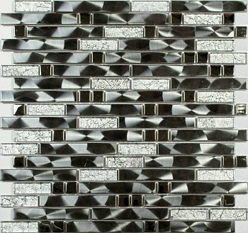 Мозаика MS-606 метал стекло (15*48*98*6) 305*298 