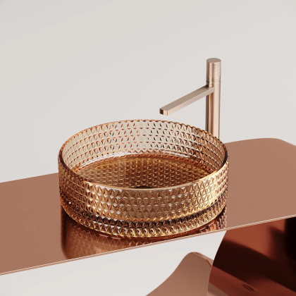 Умывальник чаша накладная круглая (цвет бежевый) Cristal 360*360*112мм