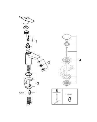 Смеситель Grohe BauEdge 23330001 для раковины, хром