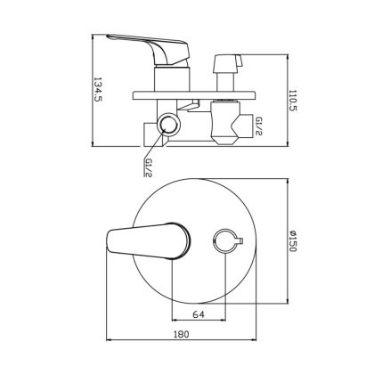 Смеситель встраиваемый д/ванны EVORA, арт. 33140EV 