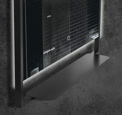 Зеркало Vallessi прямоугольное 80*80 с полочкой антрацит 551_2 Boheme