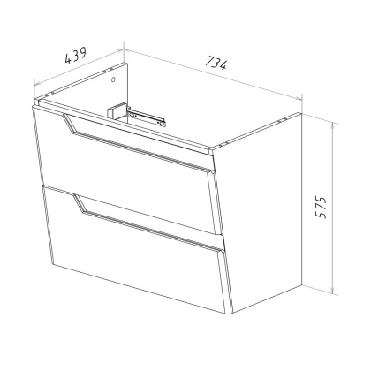 Тумба Lemark MIANO 80см под 1 раковину, подвесная, 2 ящика, цвет корпуса, фасада: Белый глянец