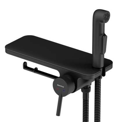 773500300 Origin Bit, монтируемый в стену Смеситель с гиг душем и полкой, чёрный, шт