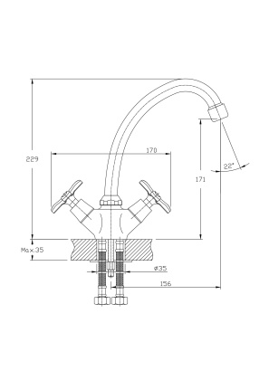 Смеситель для кухонной мойки RUSH Sakhalin (SA5350-22) Смеситель для кухонной мойки RUSH Sakhalin (SA5350-22)