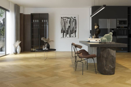 Кварцевый паркет Quartz Parquet Английская Ёлка Дуб Медовый Раф, 33-463, 5/0,6 мм