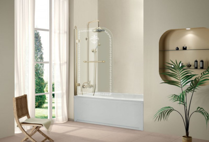 RETRO-V-1-80/145-PP-G-L Шторка на ванну Условные размеры, мм:815x1520 Габариты с диапазоном регулировок, мм :(760-780)x1520 