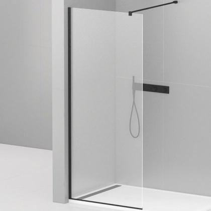 LIBERTA-L-1-100-120-C-NERO Душевая перегородка с односторонним входом, стекло прозрачное, профиль чёрный, 1000x1200x1950 мм