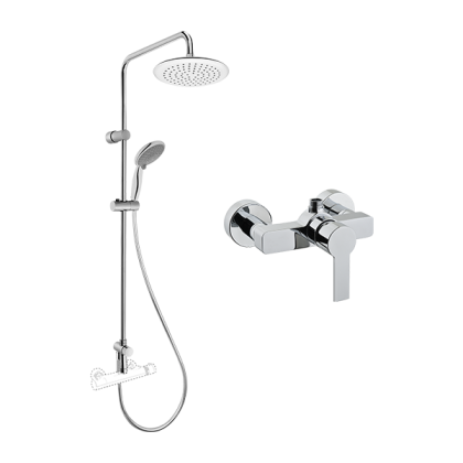 Сет с душевой стойкой System Rain и Flo S