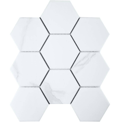 Керамическая мозаика, Hexagon big Carrara Matt 95x110, Geometry Керамическая мозаика, Hexagon big Carrara Matt 95x110, Geometry