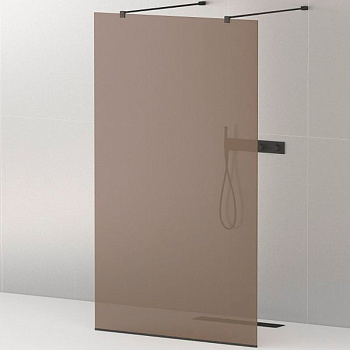 LIBERTA-L-2-90-120-BR-NERO Душевая перегородка с возможностью двустороннего входа, стекло бронза, профиль чёрный, 900x1200x1950 мм