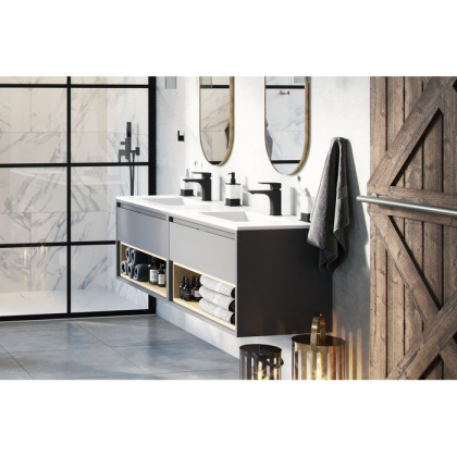 Тумба под раковину EXCELLENT Tuto 80 см (серый/дуб), 1 ящик Тумба под раковину EXCELLENT Tuto 80 см (серый/дуб), 1 ящик