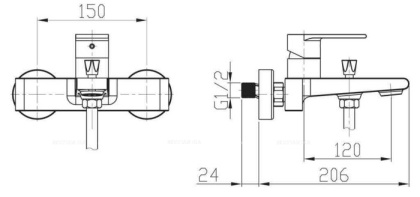 NOVA Смеситель для ванны и душа, нержавеющая сталь NOV-VASM-IN NOVA Смеситель для ванны и душа, нержавеющая сталь NOV-VASM-IN