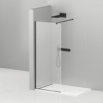 LIBERTA-L-1-115-C-NERO Душевая перегородка с односторонним входом, стекло прозрачное, профиль чёрный, 1150x1950 мм