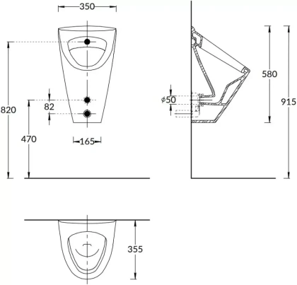 Писсуар PRO подвесной с крепежом, белый глянцевый