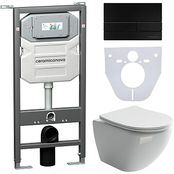 Сет 4 в 1 Инсталляция с кнопкой+унитаз+шумоизоляция