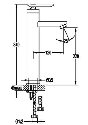 SIESTA-F-LC-01-W0 Смеситель для накладных раковин без донного клапана