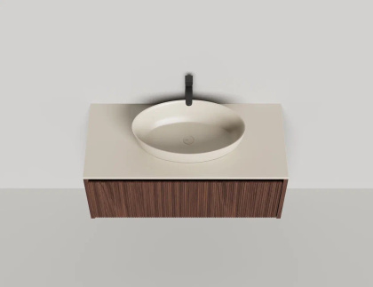 Подвесная тумба Domino 1000, шпон, фрезерованный фасад