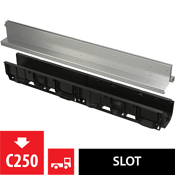 Щелевой дренажный канал с симметричной надставкой 100 мм, оцинкованная сталь 