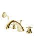 GOLF-BVD-03/24-M Смеситель на борт ванны с ручным выдвижным душем Исполнение: Золото 24 карат, Ручки: Золото 24 карат 