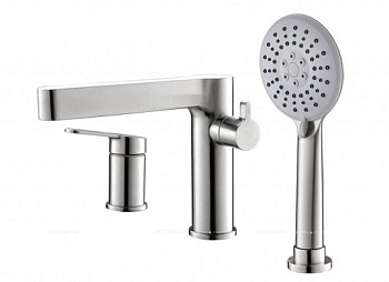 DELTA Смеситель на борт ванны с ручным выдвижным душем, нержавеющая сталь, исполнение сатин DEL-BVD3-IN DELTA Смеситель на борт ванны с ручным выдвижным душем, нержавеющая сталь, исполнение сатин DEL-BVD3-IN