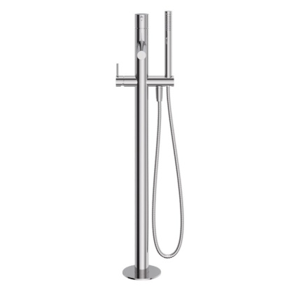 LEAF-VDP-L-PO Напольный смеситель для ванны и душа однорычажный в комплекте с ручным душем и шлангом, исполнение Gold PVD