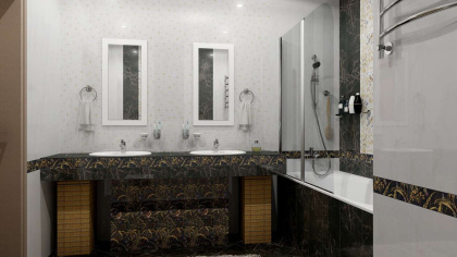 Декор SST\A01\12000R Астория Птицы черный обрезной 25*75*9 (1уп/6шт), шт